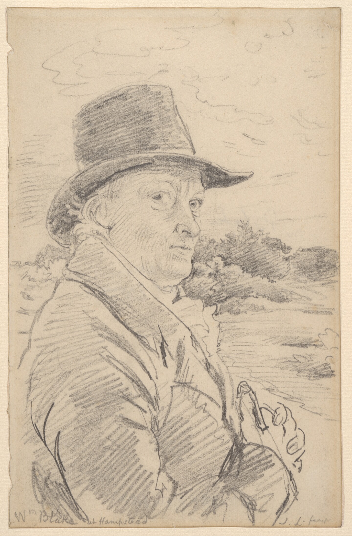 John Linnell (1792–1882), Porträt William Blakes in Hampstead (Portrait of William Blake at Hampstead), ca. 1820 Graphit, 17,9 x 11,5 cm, The Fitzwilliam Museum, Cambridge © The Fitzwilliam Museum, University of Cambridge