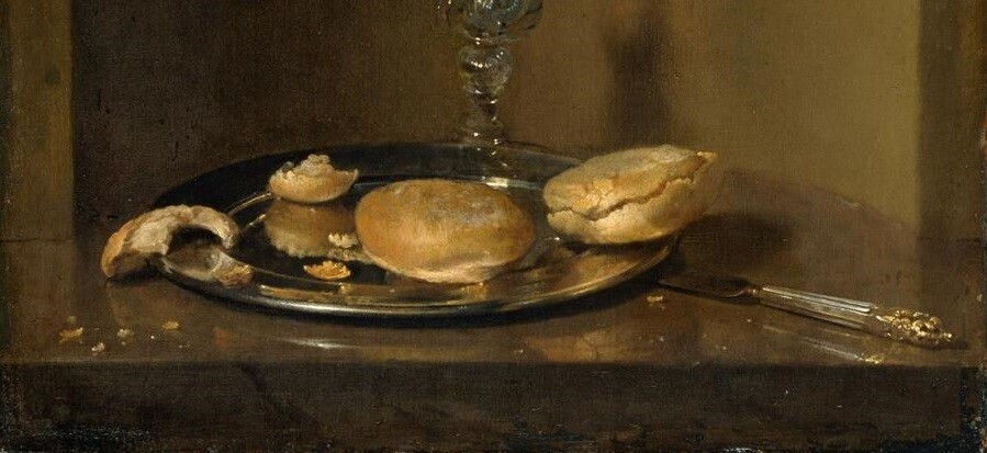 Simon Luttichuys (1610-1661), Stillleben mit Weinglas und Brötchen, Detail, um 1650,  © Hamburger Kunsthalle / bpk Foto: Elke Walford