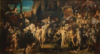 Hans Makart (1840–1884), Der Einzug Karls V. in Antwerpen, 1878, Öl auf Leinwand, 520 x 952 cm © Hamburger Kunsthalle / bpk, Foto: Elke Walford