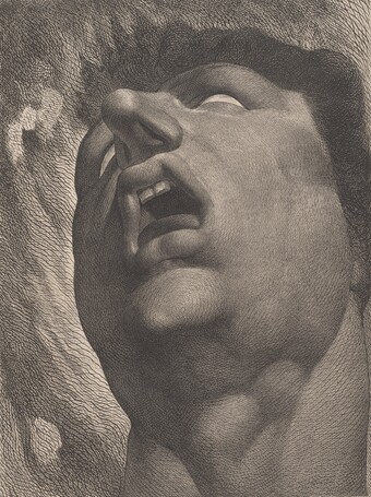 William Blake (1757–1827) Nach Johann Heinrich Füssli (1741–1825) Satan oder Kopf einer verdammten Seele (Satan or Head of a Damned Soul), um 1789–1790 Kupferstich und Radierung, 473 x 380 mm The Fitzwilliam Museum, Cambridge © The Fitzwilliam Museum, University of Cambridge