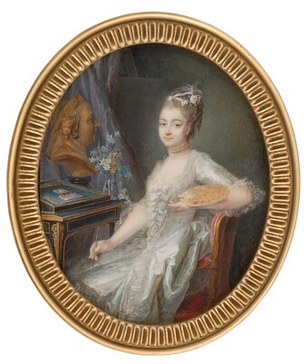 Adélaïde Labille-Guiard (1749–1803) Selbstbildnis, um 1774 Aquarell und Gouache auf Elfenbein, 10,3 x 8,4 cm The Tansey Miniatures Foundation, Celle © Foto: Birgitt Schmedding