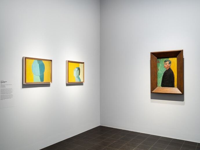 Ausstellungsansicht Maria Lassnig und Edvard Munch Malfluss = Lebensfluss Hamburger Kunsthalle 2026 Foto: Fred Dott