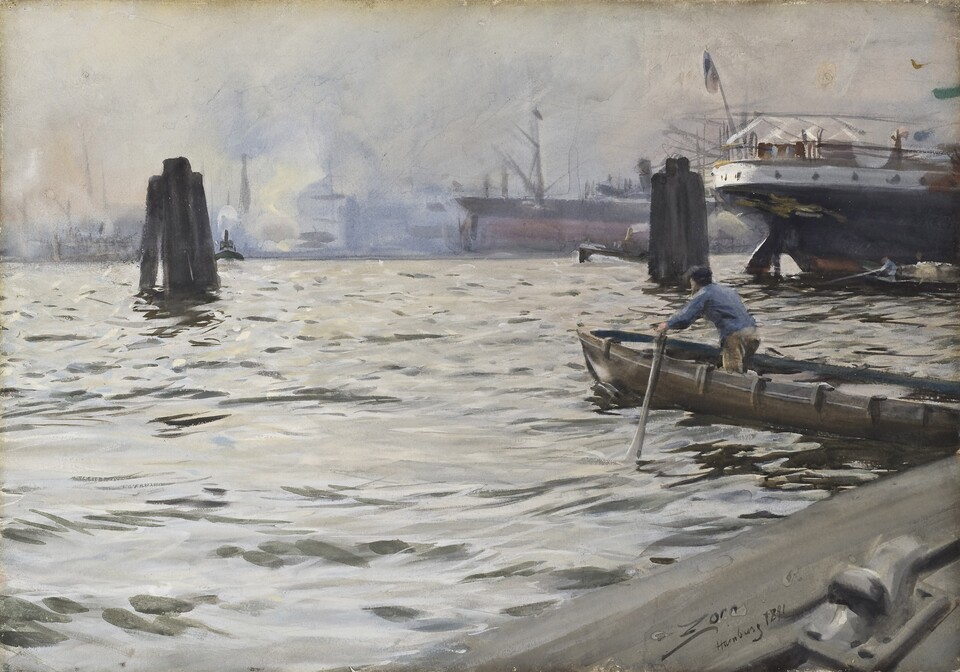 Anders Zorn (1860–1920), Hamburger Hafen, 1891, Nationalmuseum, Stockholm © Nationalmuseum, Stockholm, Foto: Cecilia Heisser Anders Zorn (1860–1920), Hamburger Hafen, 1891, Nationalmuseum, Stockholm © Nationalmuseum, Stockholm, Foto: Cecilia Heisser