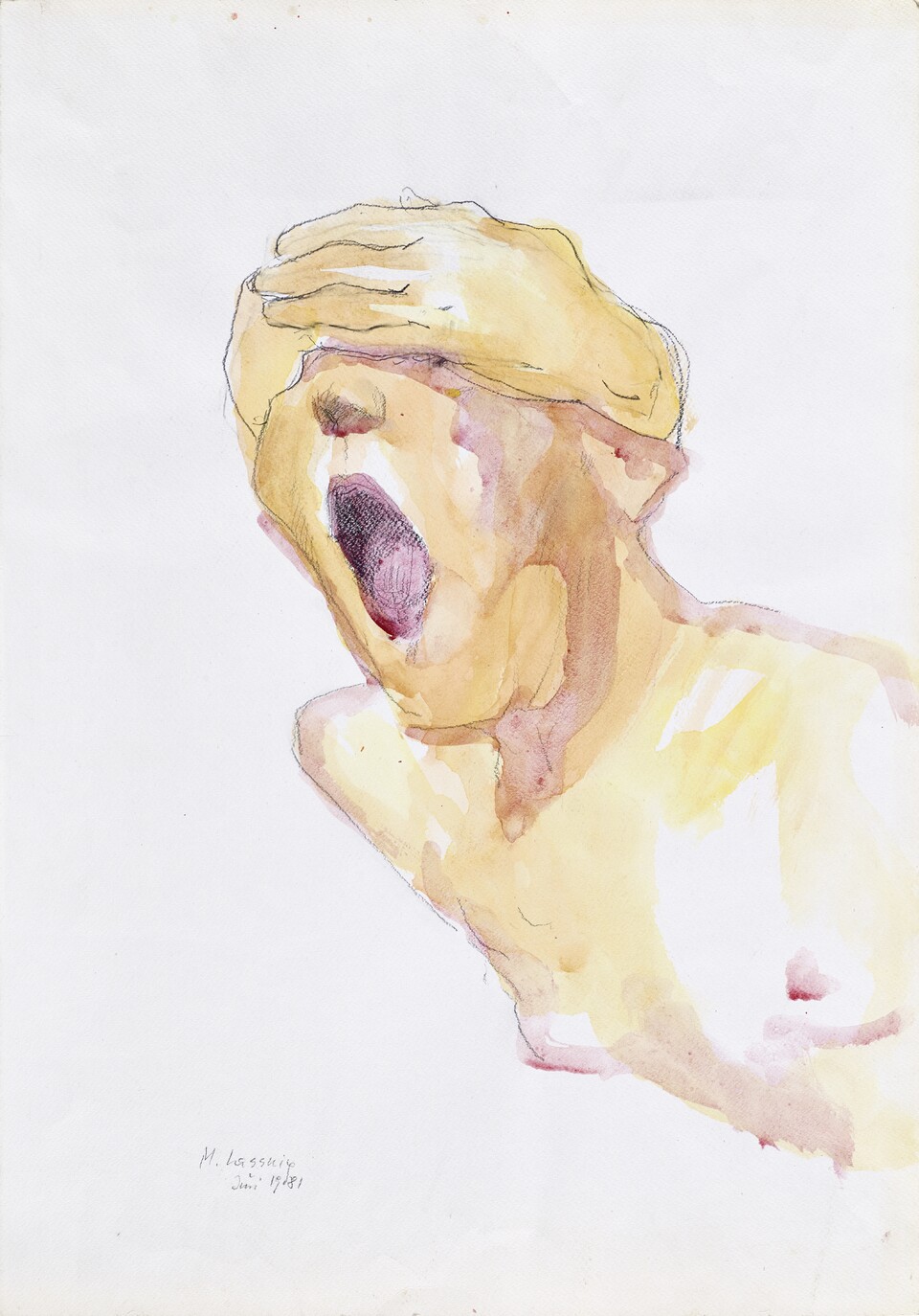 Maria Lassnig (1919–2014), Ohne Titel (Schreiende), 1981, Maria Lassnig Stiftung © Maria Lassnig Stiftung / VG Bild-Kunst, Bonn 2025, Foto: Roland Krauss