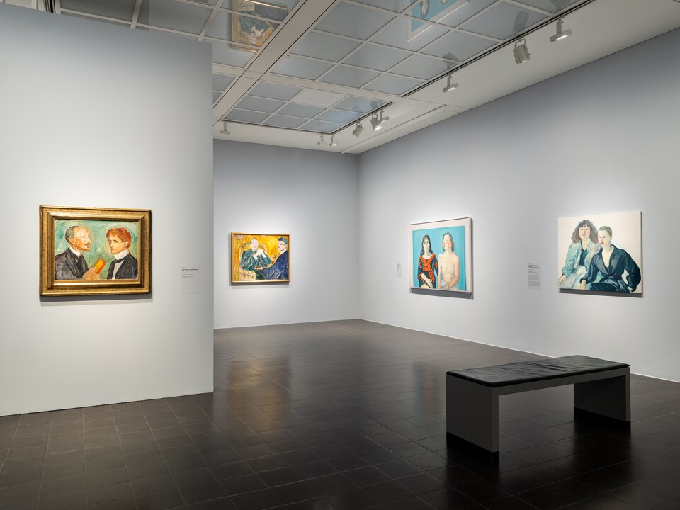 Ausstellungsansicht Maria Lassnig und Edvard Munch. Malfluss = Lebensfluss Hamburger Kunsthalle 2026 Foto: Fred Dott © Maria Lassnig Stiftung / VG Bild-Kunst, Bonn 2026