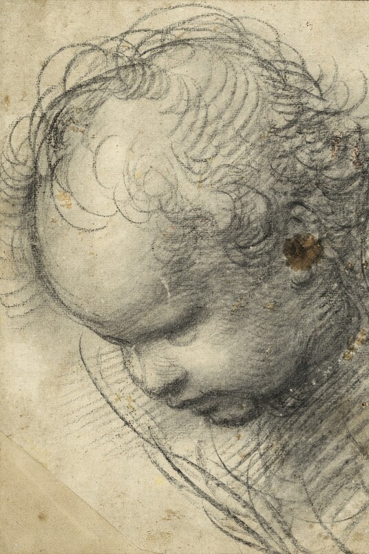 Raffael, eigentlich Raffaello Santi oder Sanzio (1483–1520) Kopf eines Cherubs, 1509 Kohle, 298 x 234 mm © Hamburger Kunsthalle, Kupferstichkabinett / bpk Foto: Christoph Irrgang