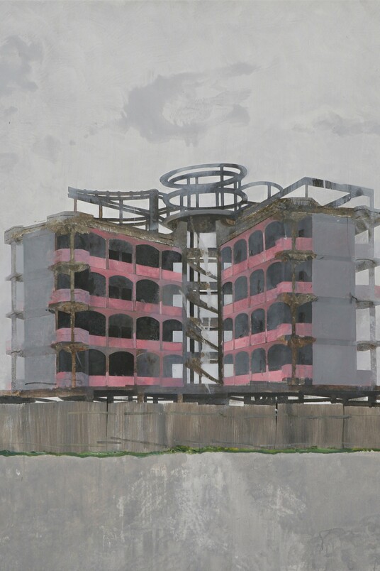 Edi Hila (*1944), House Surrounded by Wall (aus der Serie Transitional Landscapes), 2000 © Courtesy of the artist and Gallery Mitterrand