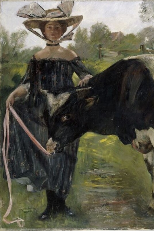 Lovis Corinth, Mädchen mit Stier, 1902, Öl auf Leinwand, 178 cm x 248 cm, Hamburger Kunsthalle / bpk Foto: Elke Walford