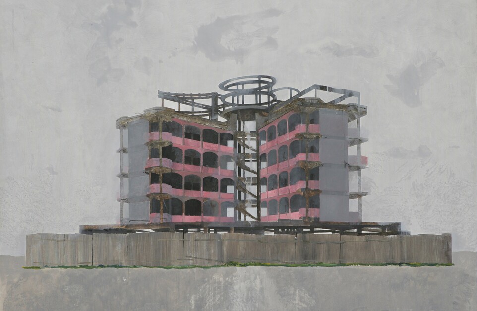 Edi Hila (*1944), House Surrounded by Wall (aus der Serie Transitional Landscapes), 2000 © Edi Hila. Courtesy of Mitterrand, Paris Foto: Rebecca Fanuele